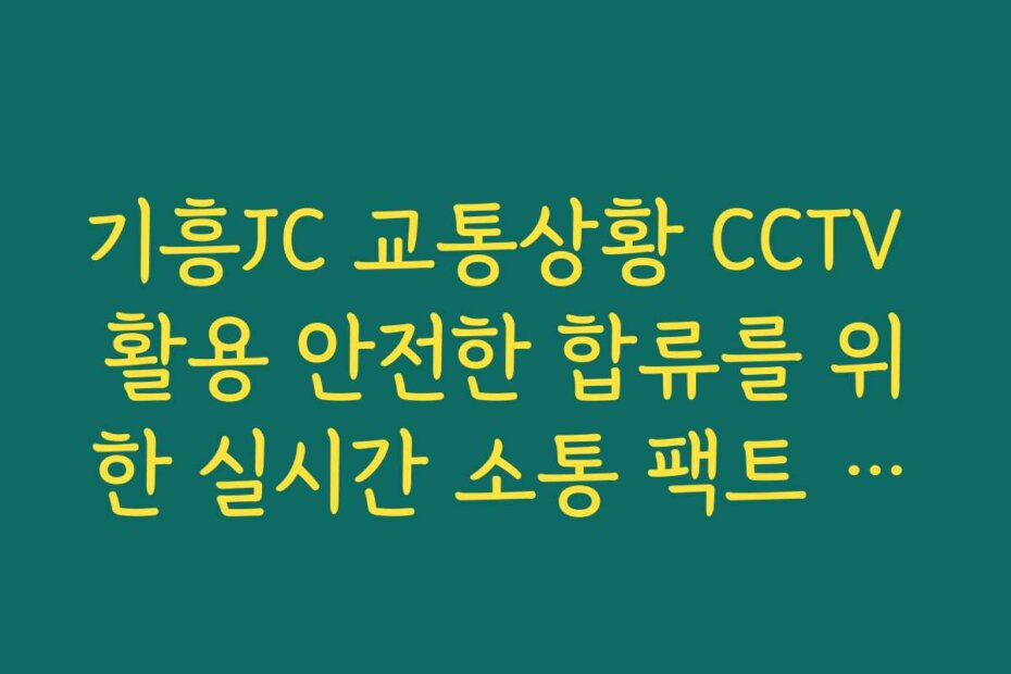기흥JC 교통상황 CCTV 활용 안전한 합류를 위한 실시간 소통 팩트 확인