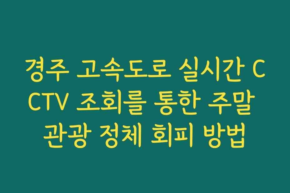 경주 고속도로 실시간 CCTV 조회를 통한 주말 관광 정체 회피 방법