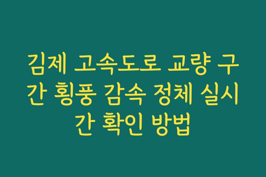 김제 고속도로 교량 구간 횡풍 감속 정체 실시간 확인 방법