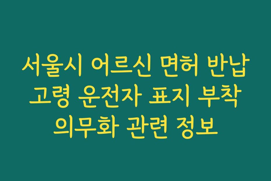 서울시 어르신 면허 반납 고령 운전자 표지 부착 의무화 관련 정보