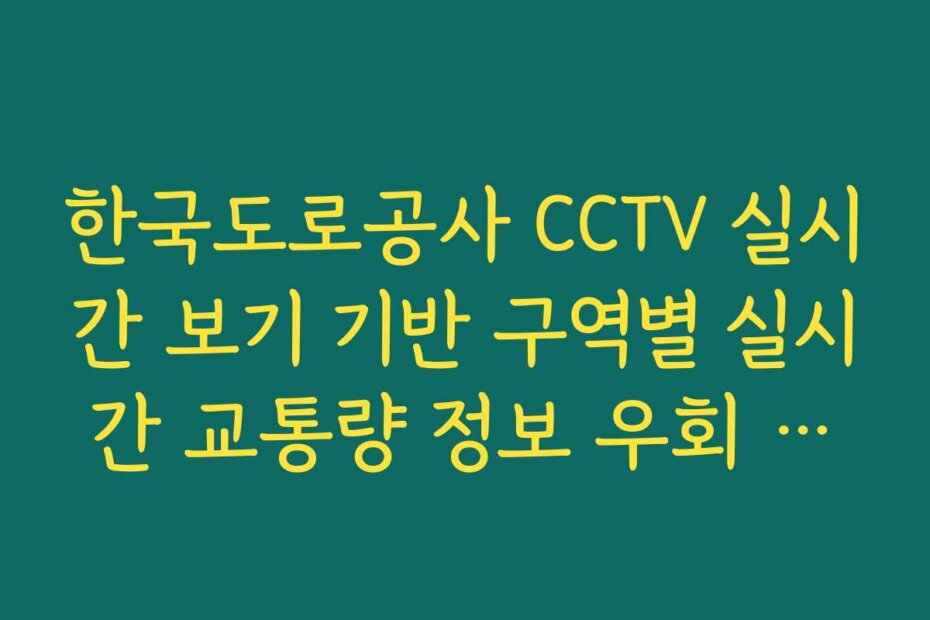 한국도로공사 CCTV 실시간 보기 기반 구역별 실시간 교통량 정보 우회 가이드