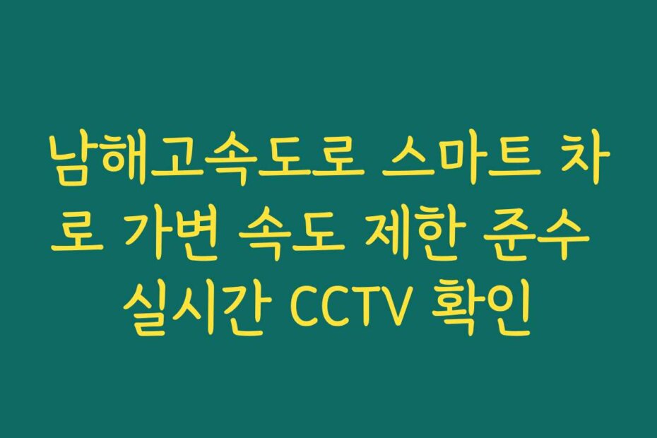 남해고속도로 스마트 차로 가변 속도 제한 준수 실시간 CCTV 확인