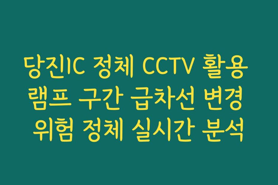 당진IC 정체 CCTV 활용 램프 구간 급차선 변경 위험 정체 실시간 분석