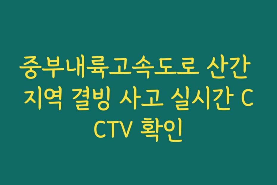 중부내륙고속도로 산간 지역 결빙 사고 실시간 CCTV 확인