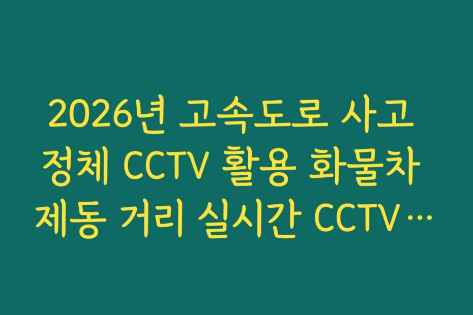 2026년 고속도로 사고 정체 CCTV 활용 화물차 제동 거리 실시간 CCTV 확인