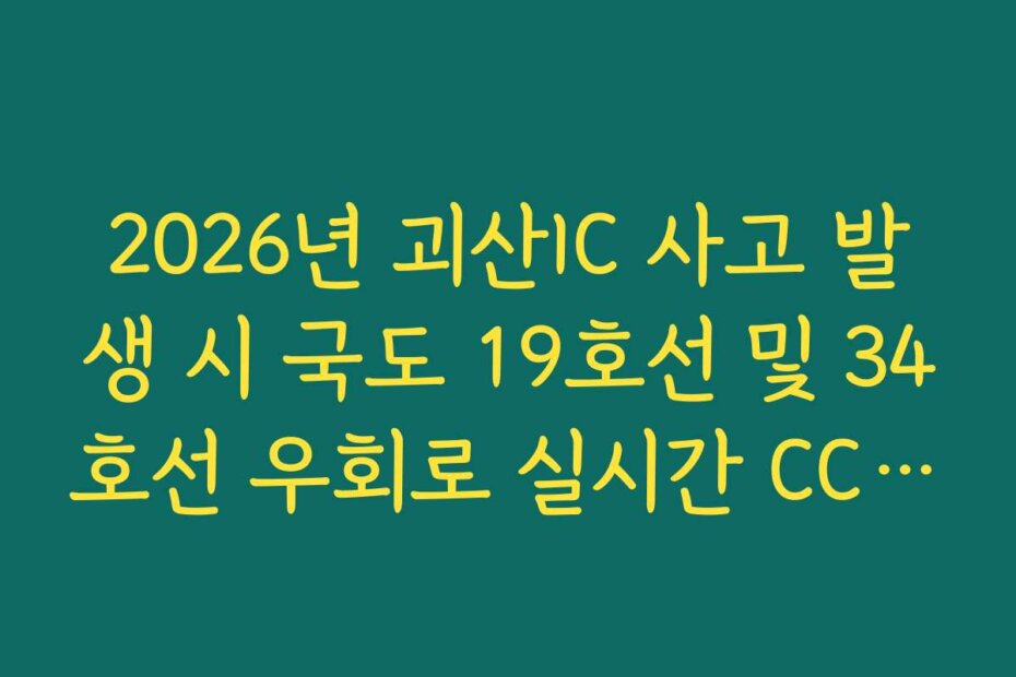 2026년 괴산IC 사고 발생 시 국도 19호선 및 34호선 우회로 실시간 CCTV