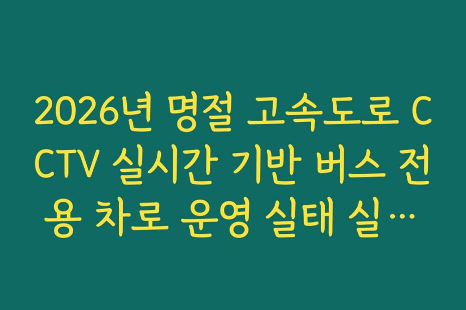 2026년 명절 고속도로 CCTV 실시간 기반 버스 전용 차로 운영 실태 실시간 확인
