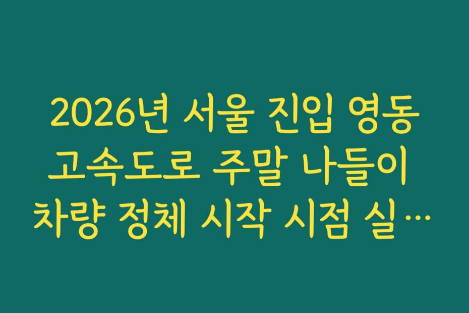 2026년 서울 진입 영동고속도로 주말 나들이 차량 정체 시작 시점 실시간 확인