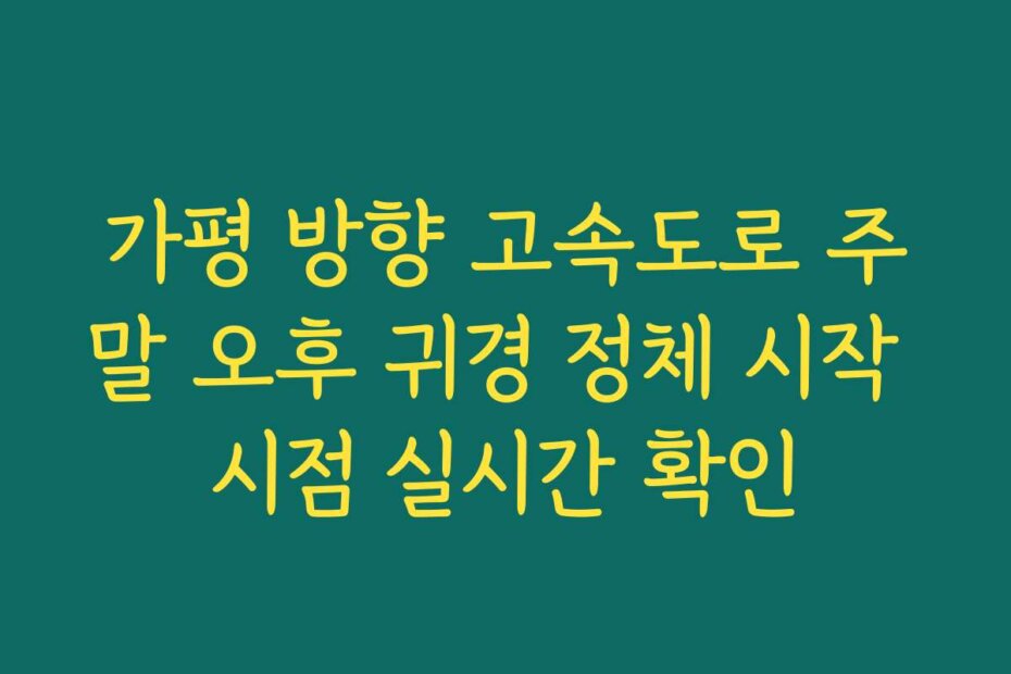 가평 방향 고속도로 주말 오후 귀경 정체 시작 시점 실시간 확인