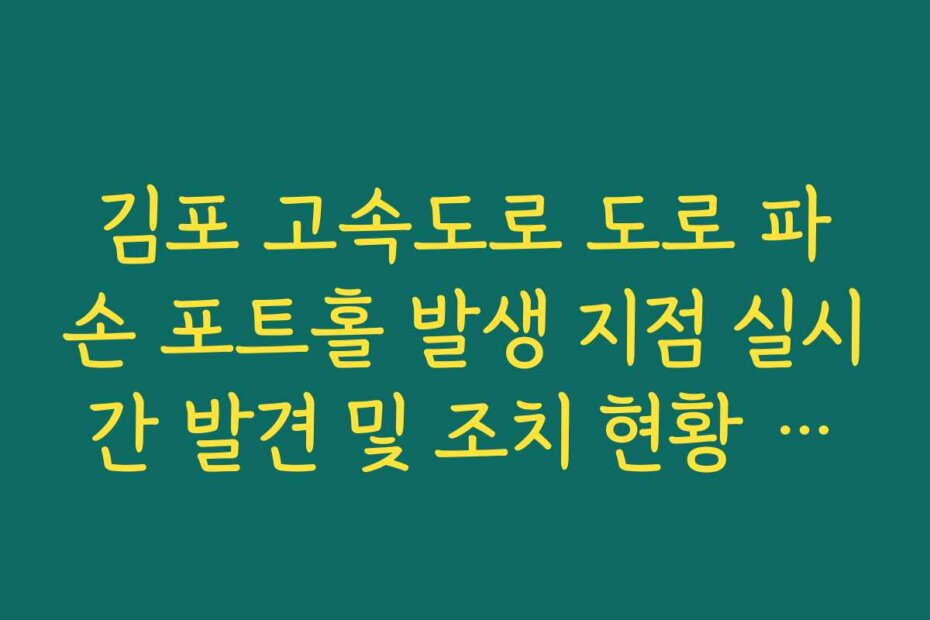 김포 고속도로 도로 파손 포트홀 발생 지점 실시간 발견 및 조치 현황 확인