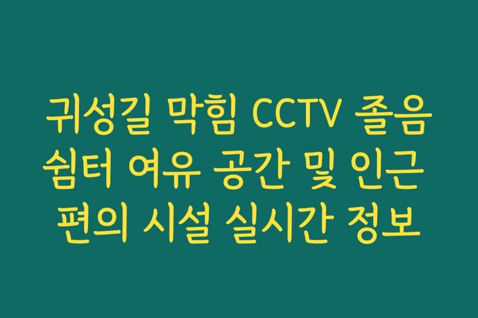 귀성길 막힘 CCTV 졸음쉼터 여유 공간 및 인근 편의 시설 실시간 정보