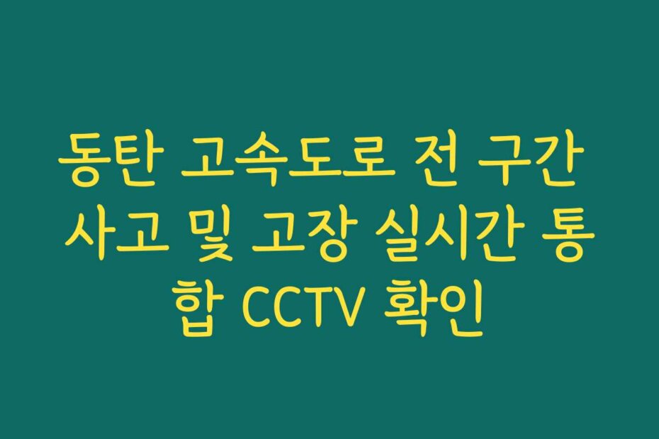 동탄 고속도로 전 구간 사고 및 고장 실시간 통합 CCTV 확인
