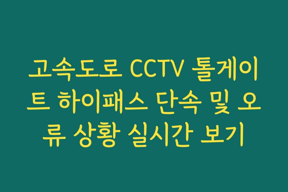 고속도로 CCTV 톨게이트 하이패스 단속 및 오류 상황 실시간 보기