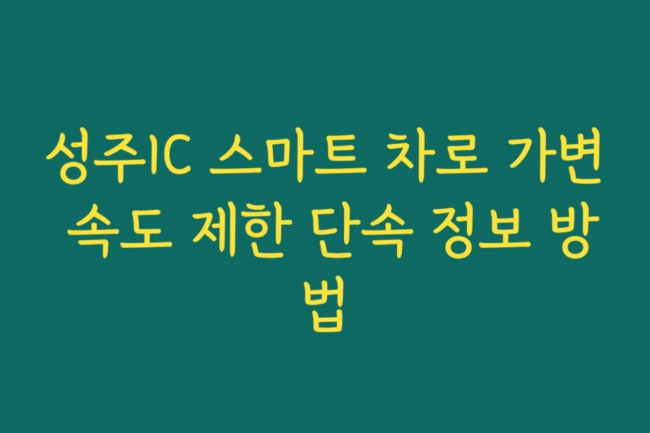 성주IC 스마트 차로 가변 속도 제한 단속 정보 방법