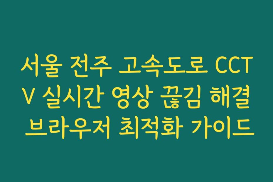 서울 전주 고속도로 CCTV 실시간 영상 끊김 해결 브라우저 최적화 가이드