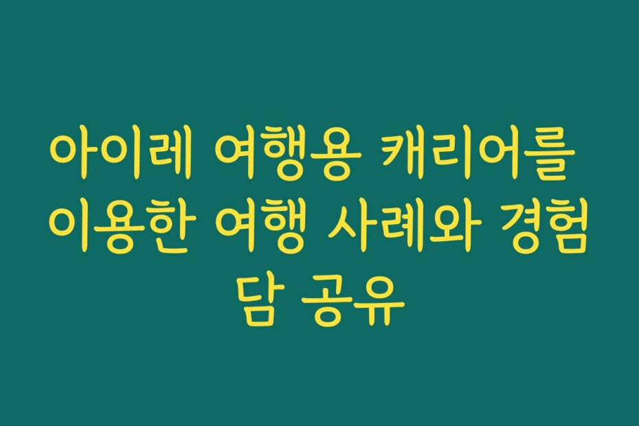 아이레 여행용 캐리어를 이용한 여행 사례와 경험담 공유
