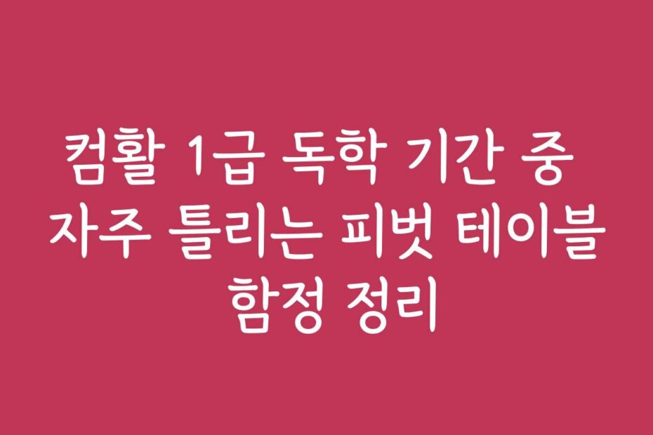 컴활 1급 독학 기간 중 자주 틀리는 피벗 테이블 함정 정리