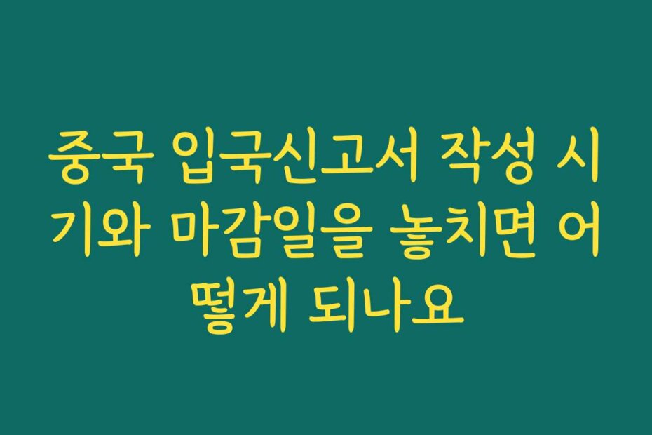 중국 입국신고서 작성 시기와 마감일을 놓치면 어떻게 되나요