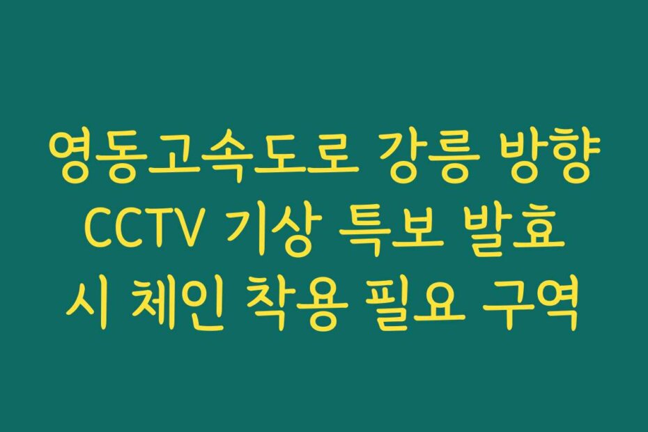 영동고속도로 강릉 방향 CCTV 기상 특보 발효 시 체인 착용 필요 구역