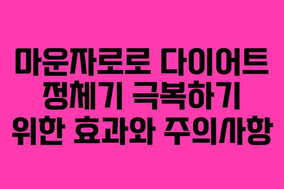 마운자로로 다이어트 정체기 극복하기 위한 효과와 주의사항