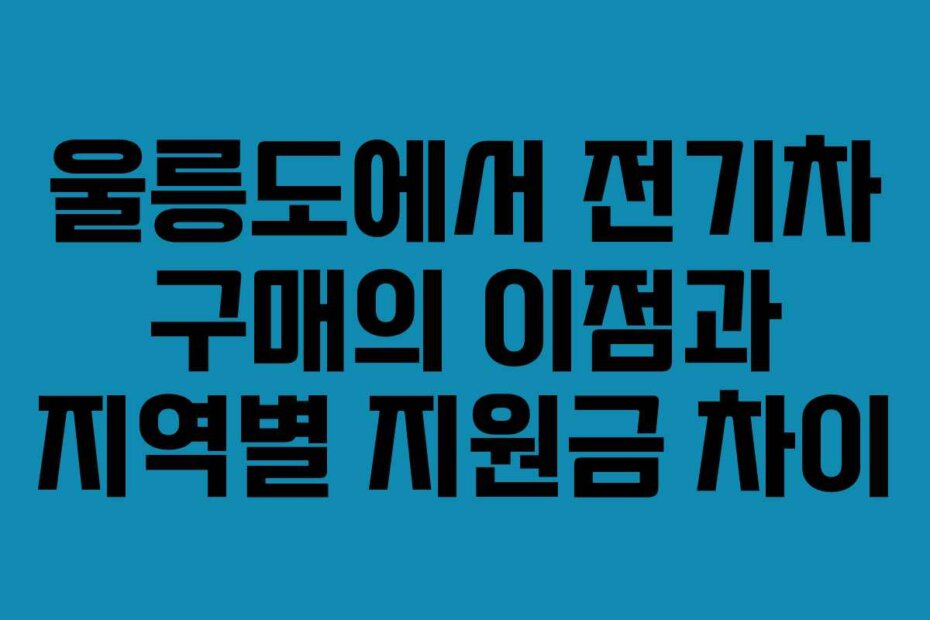 울릉도에서 전기차 구매의 이점과 지역별 지원금 차이