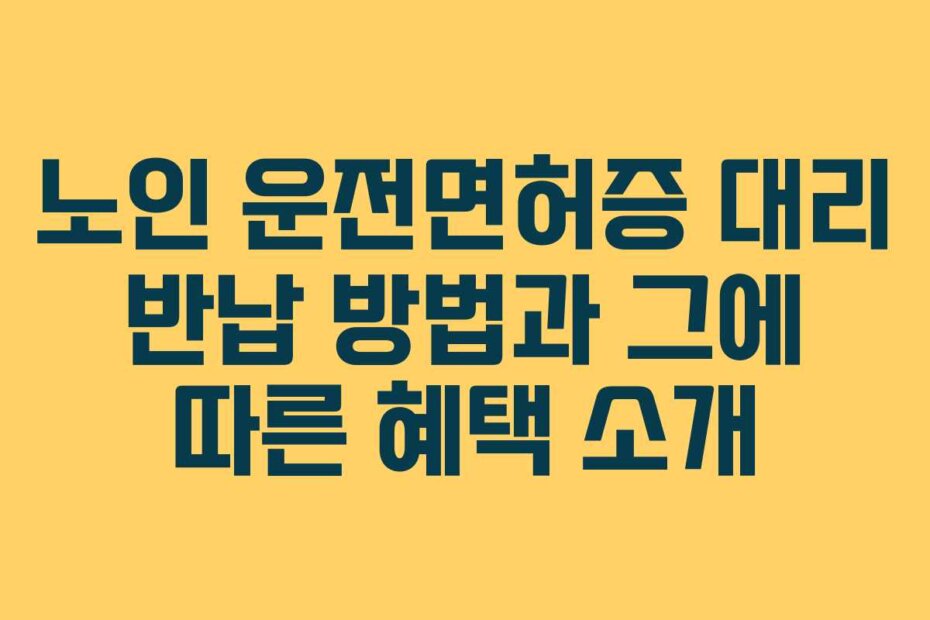 노인 운전면허증 대리 반납 방법과 그에 따른 혜택 소개