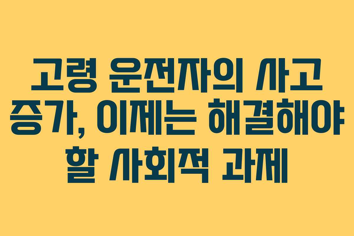고령 운전자의 사고 증가, 이제는 해결해야 할 사회적 과제
