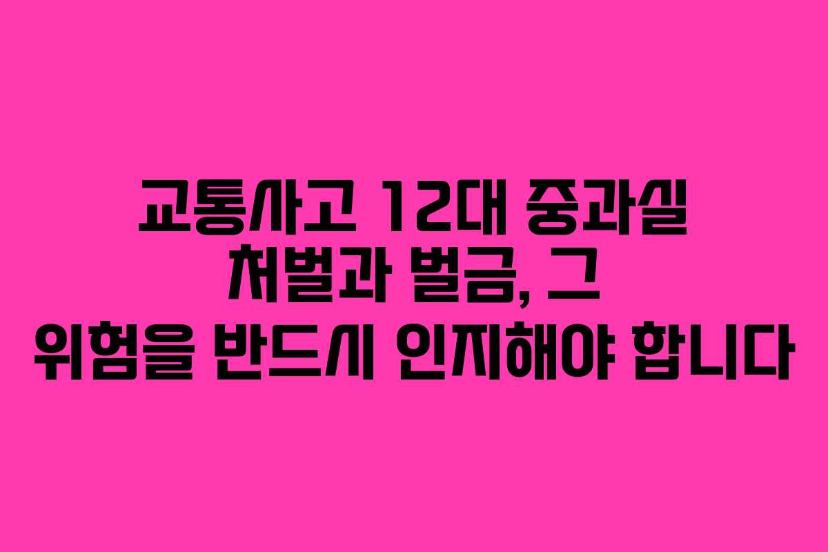 교통사고 12대 중과실 처벌과 벌금, 그 위험을 반드시 인지해야 합니다