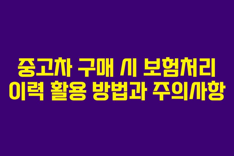 중고차 구매 시 보험처리 이력 활용 방법과 주의사항