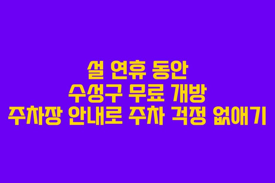 설 연휴 동안 수성구 무료 개방 주차장 안내로 주차 걱정 없애기