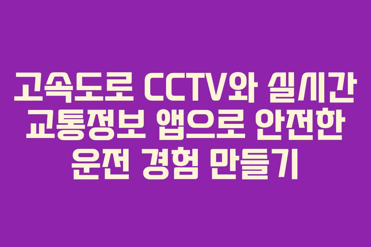 고속도로 CCTV와 실시간 교통정보 앱으로 안전한 운전 경험 만들기
