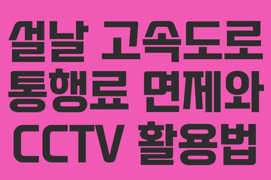 설날 고속도로 통행료 면제와 CCTV 활용법