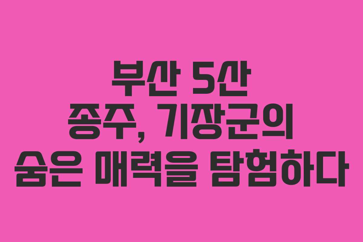 부산 5산 종주, 기장군의 숨은 매력을 탐험하다