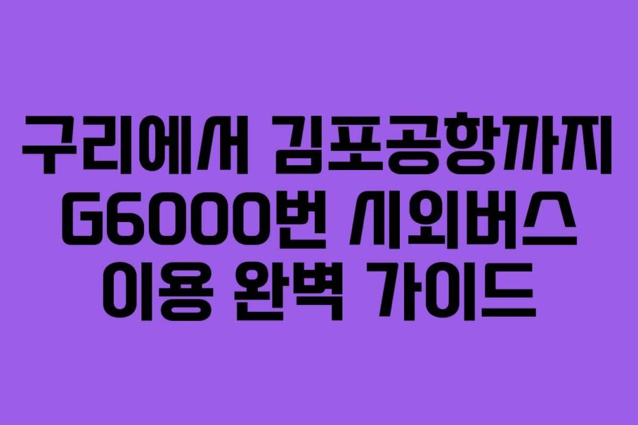 구리에서 김포공항까지 G6000번 시외버스 이용 완벽 가이드