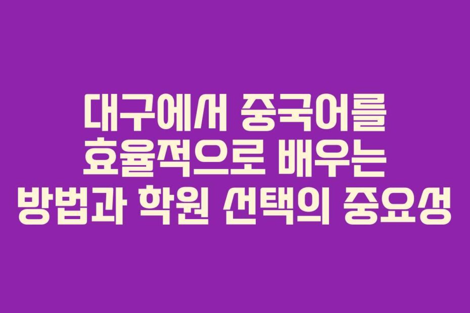 대구에서 중국어를 효율적으로 배우는 방법과 학원 선택의 중요성