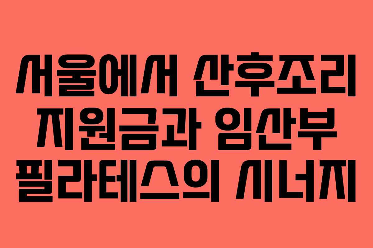 서울에서 산후조리 지원금과 임산부 필라테스의 시너지