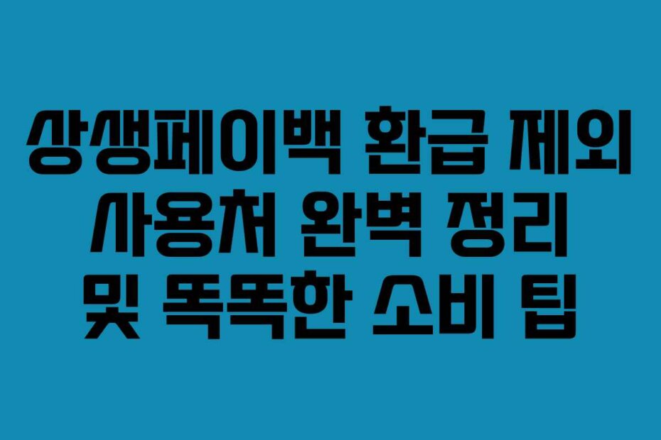 상생페이백 환급 제외 사용처 완벽 정리 및 똑똑한 소비 팁
