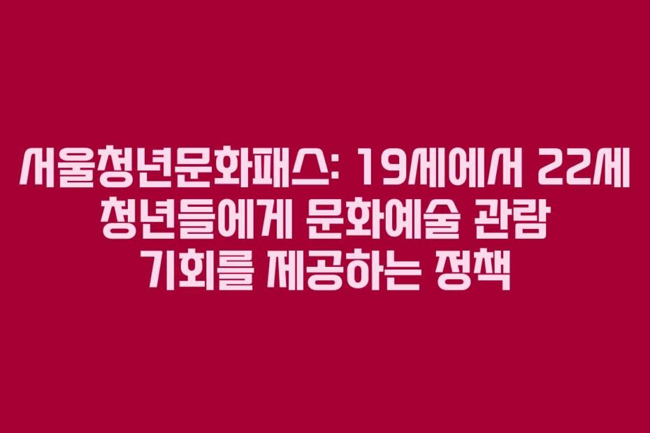 서울청년문화패스: 19세에서 22세 청년들에게 문화예술 관람 기회를 제공하는 정책