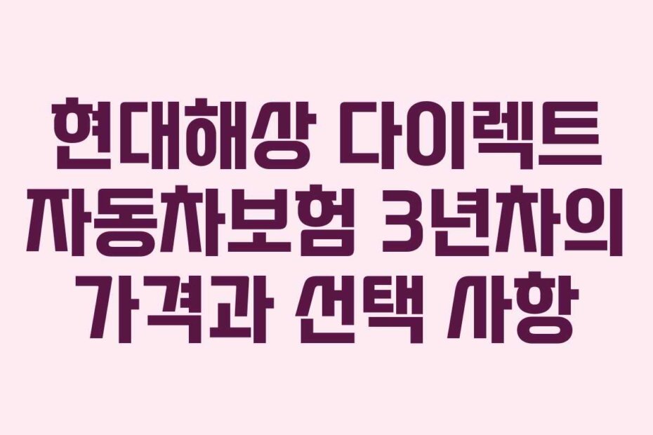 현대해상 다이렉트 자동차보험 3년차의 가격과 선택 사항