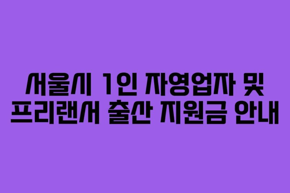 서울시 1인 자영업자 및 프리랜서 출산 지원금 안내