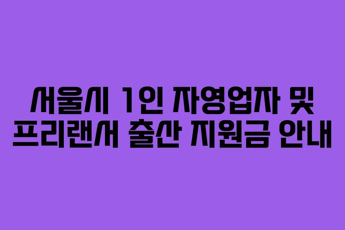 서울시 1인 자영업자 및 프리랜서 출산 지원금 안내