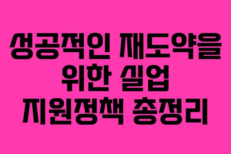 성공적인 재도약을 위한 실업 지원정책 총정리