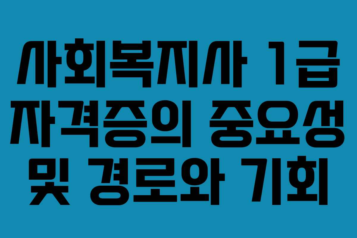 사회복지사 1급 자격증의 중요성 및 경로와 기회