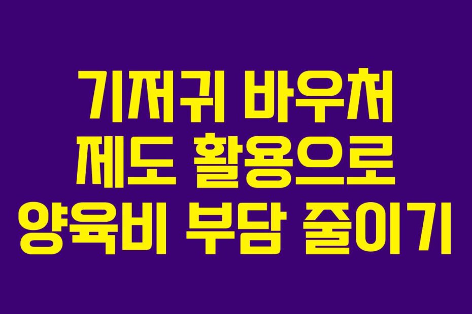 기저귀 바우처 제도 활용으로 양육비 부담 줄이기