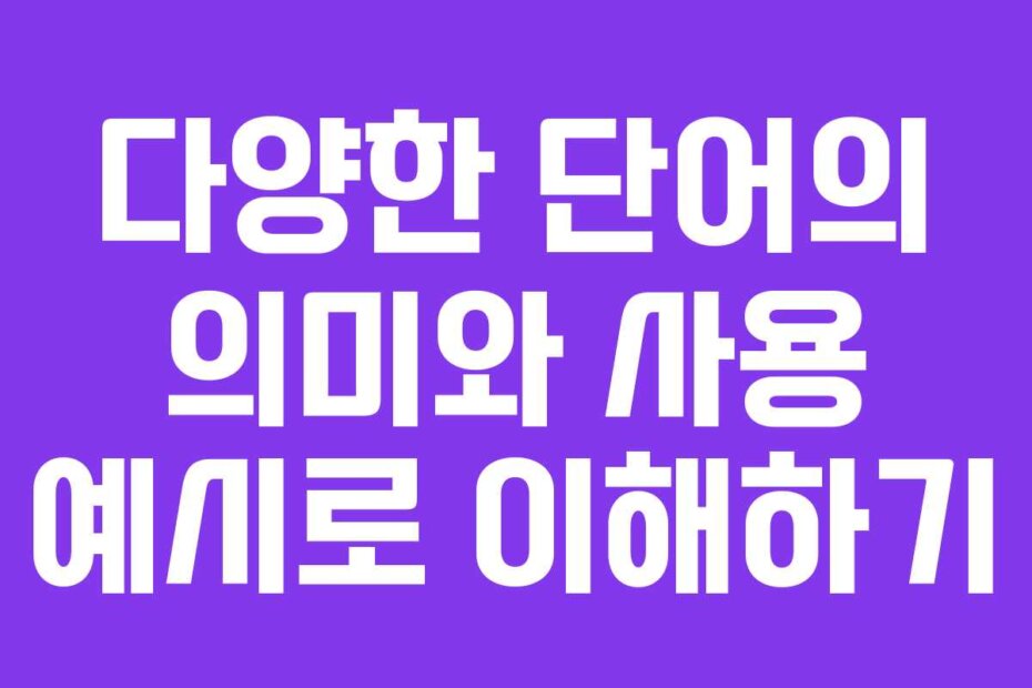 다양한 단어의 의미와 사용 예시로 이해하기