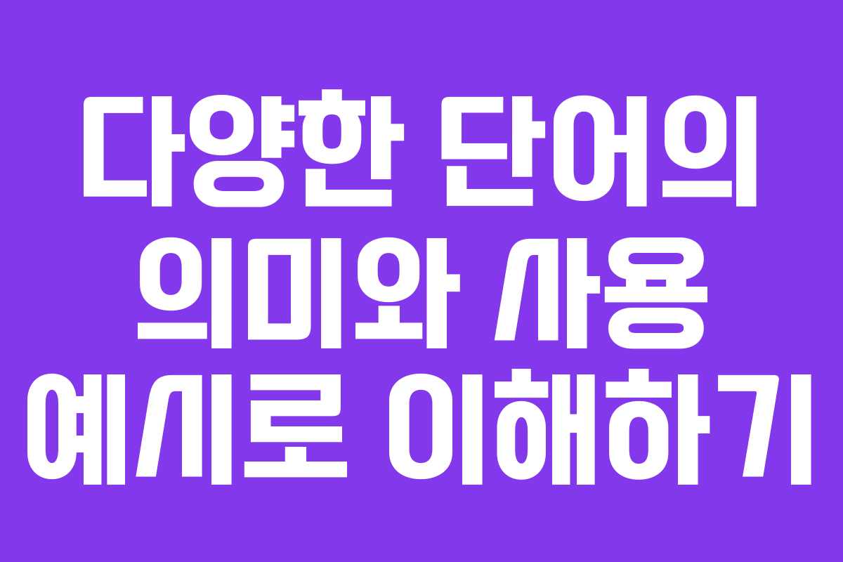 다양한 단어의 의미와 사용 예시로 이해하기