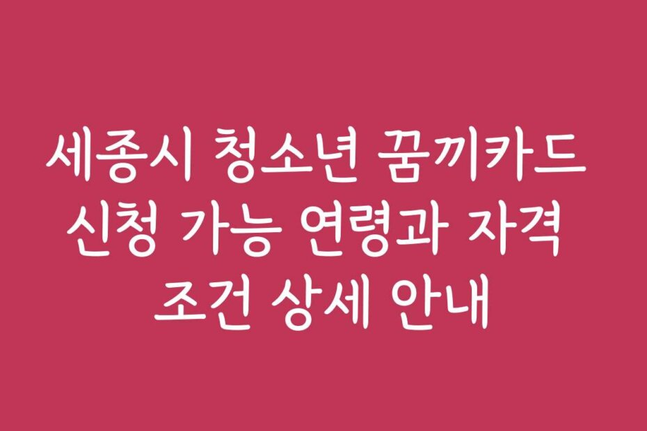 세종시 청소년 꿈끼카드 신청 가능 연령과 자격 조건 상세 안내