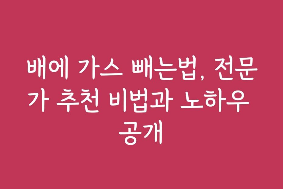 배에 가스 빼는법, 전문가 추천 비법과 노하우 공개