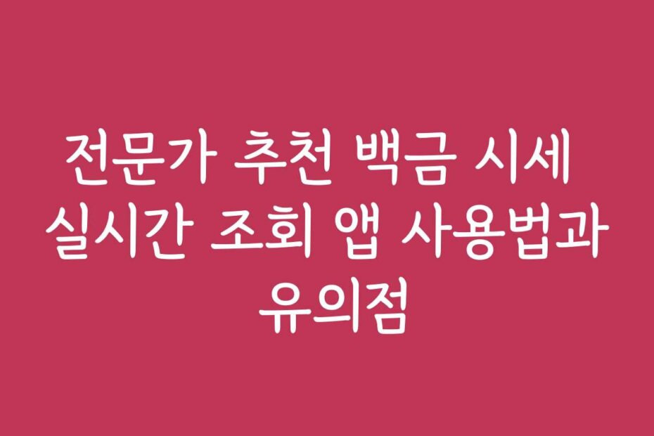 전문가 추천 백금 시세 실시간 조회 앱 사용법과 유의점