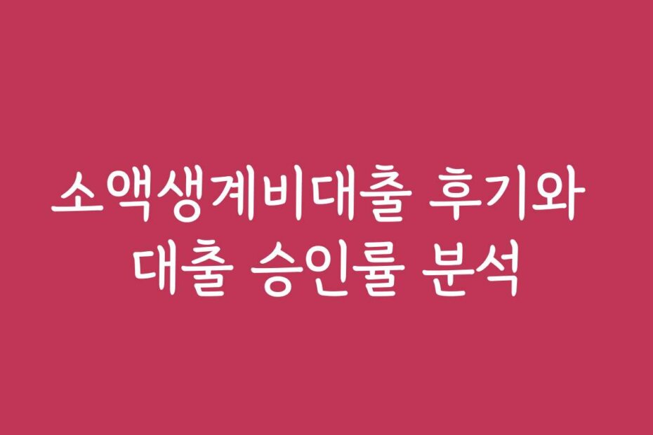 소액생계비대출 후기와 대출 승인률 분석